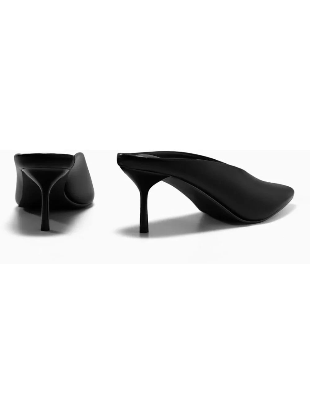 Women's Black High Heels Closed Pointed Toe Slide Sandals Slip On Summer Mules